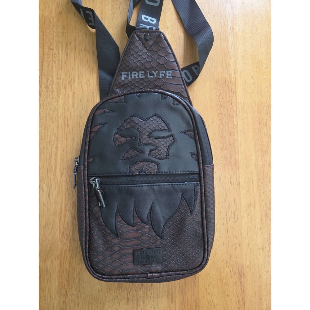 Fire Lyfe Brown Faux Leather Sling Bag